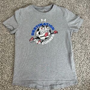Under Armour Gray Tee with Blue and Red Graphic